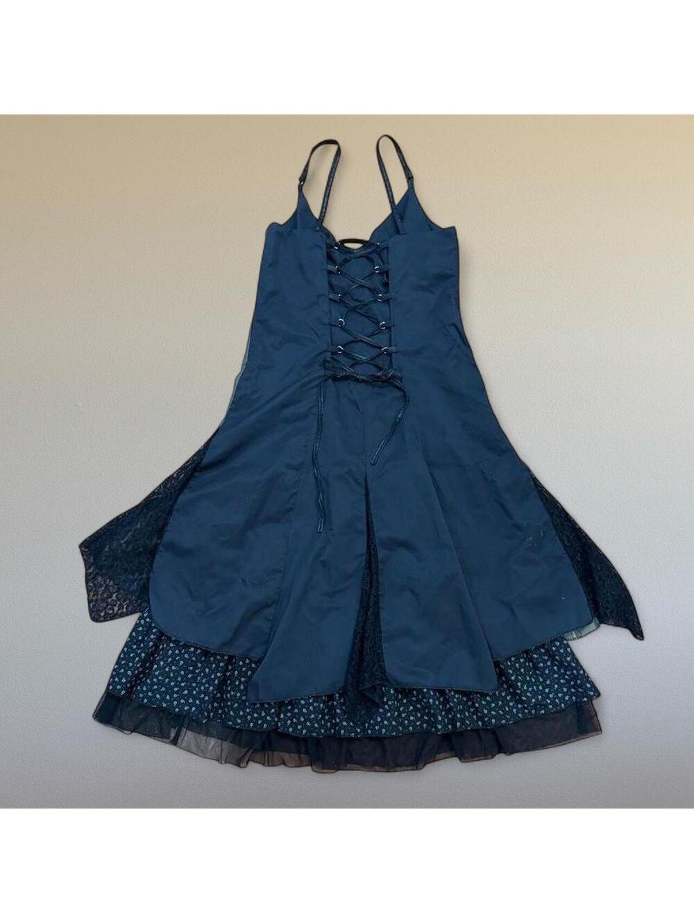 Vintage Des Filles à la Vanille euro patchwork midi dress Sz. M/L - Picture 4 of 7